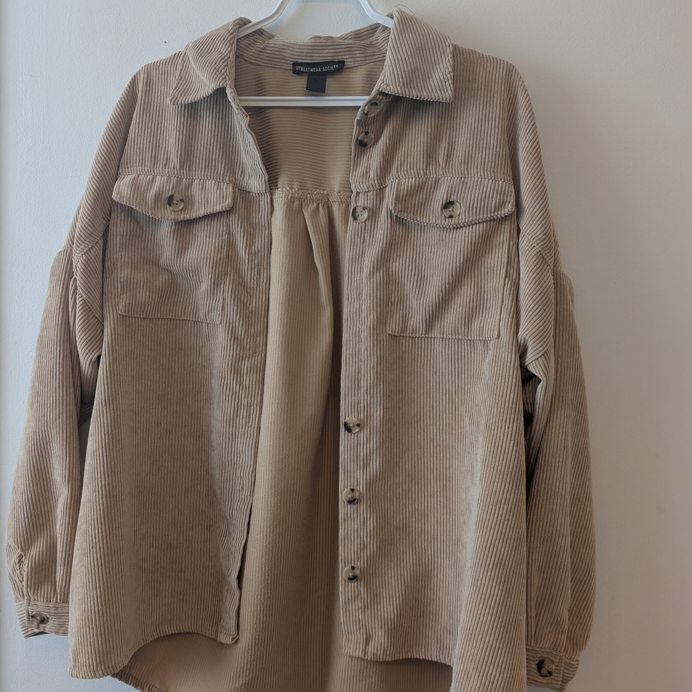 Tan Corduroy Button-Up Shirt